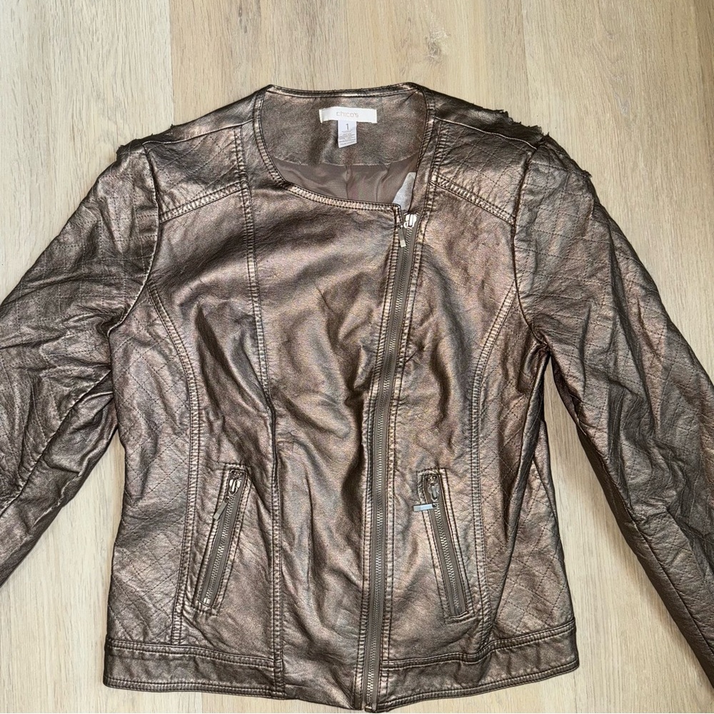 Chico's Shimmering Bronze Leather Jacket